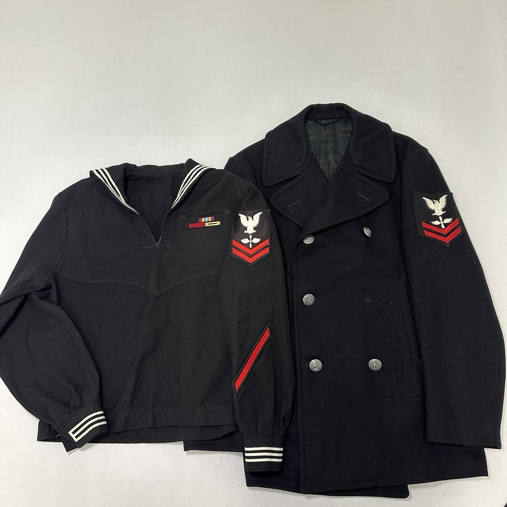 VTG US‎ Navy Uniform Dress Blues Small Coat Jumper Set Wool Cold War Era Yeoman